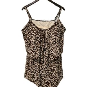 Aqua Green Plus SIZE 3W Leopard 3 Tiered Tankini Swim Bathing Suit Top Womens’s